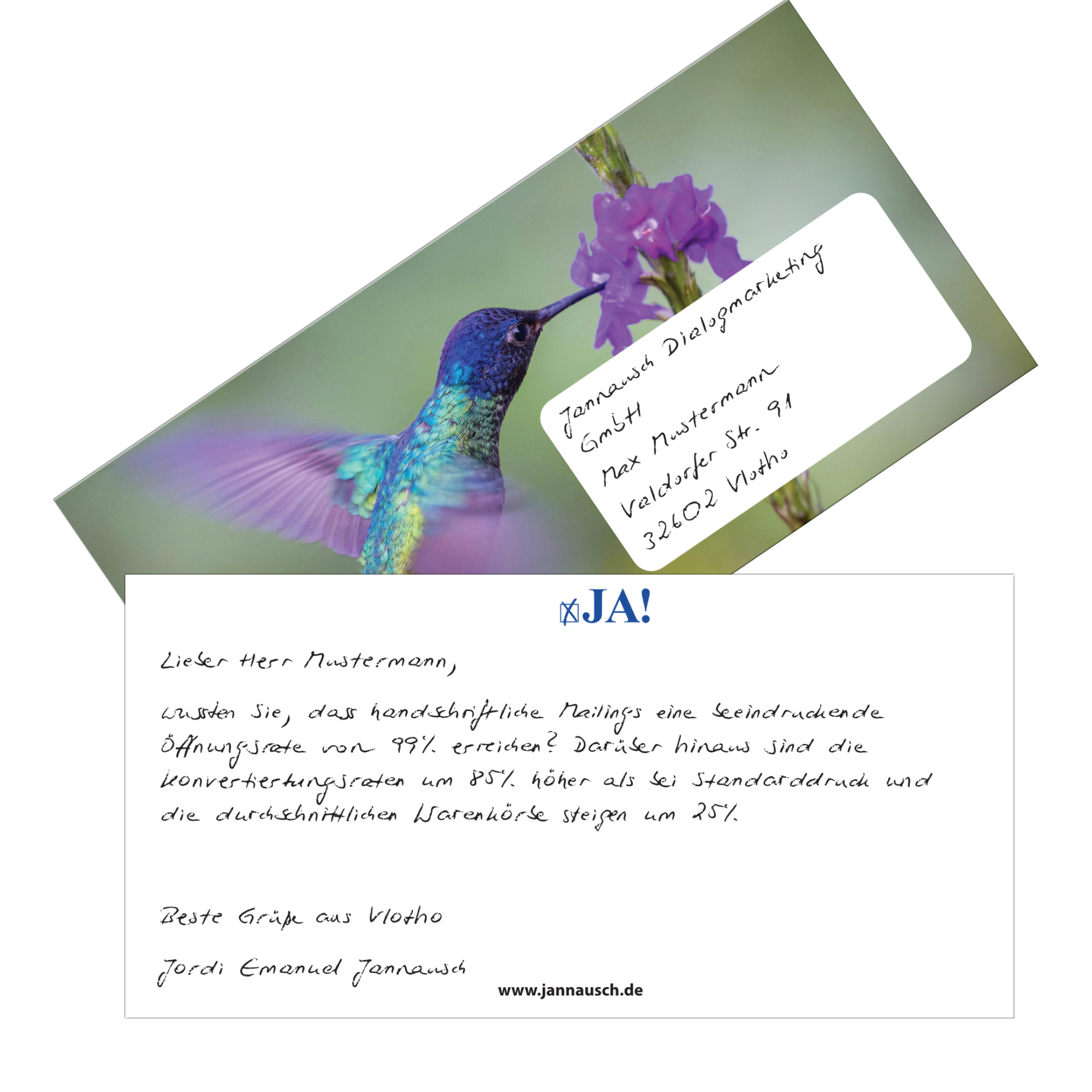 Lange Postkarte mit Fenster